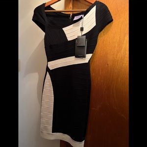 Herve Leger by Max Azria “Amber” Mini Dress—Small, Black & White